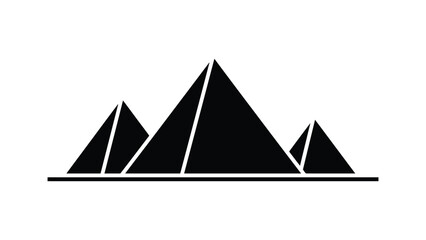 Fototapeta premium Minimalist black icon illustration of Egyptian pyramids.