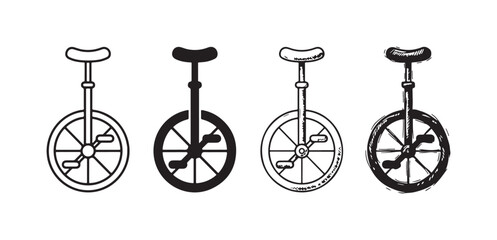Collection of unicycle vector icons in multiple design styles © Ірина Гринюк