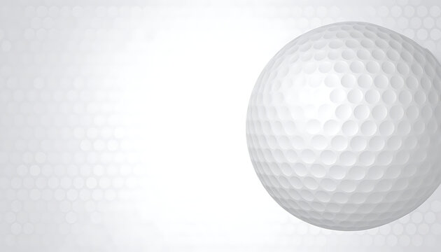 Golf ball dimple pattern closeup, textured sports equipment on a light hexagonal background
