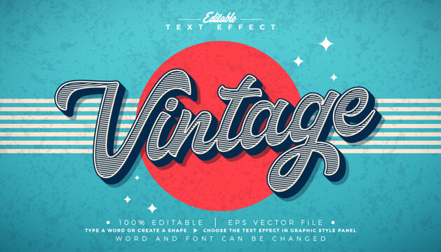 Vintage Editable Text Effect Graphic Style with Retro 3d Typography Lettering on Grunge Background. Premium Scalable Mockup Illustration Template for Greeting Card, Party Flyer, Sale Banner