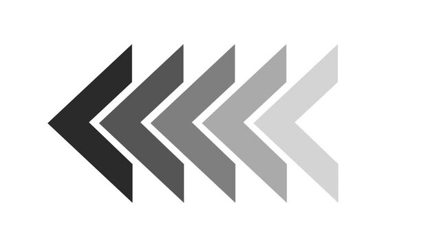 Moving arrow pointing to the left. arrow pointing right to left direction on white background.