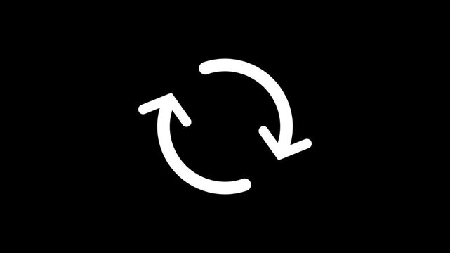 Animated cloud download icon looping motion graphic element, white circular progress loading bar, data storage sync transfer arrow symbol on black background 4k video loop.