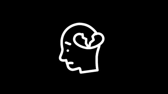 Symbolic illustration of a broken heart inside a human head, representing emotional pain