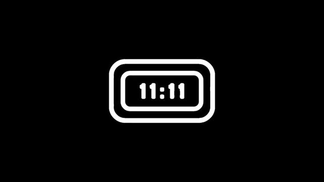 Digital clock displaying 11:11 with a minimalist white outline on a black background
