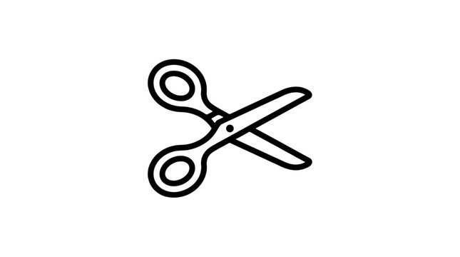 Black scissors outline icon isolated on white background