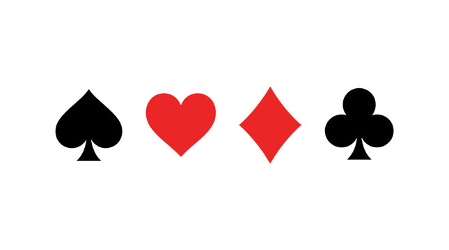 Playing card suit symbols set isolated on white background