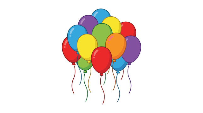 Colorful helium balloons cluster isolated on white background