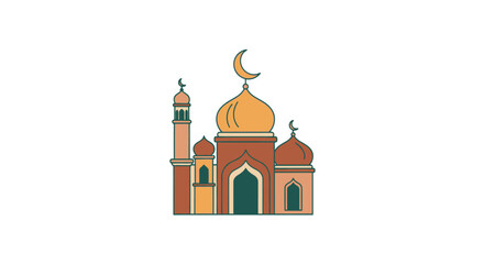 Obraz premium Colorful mosque illustration with domes and minaret