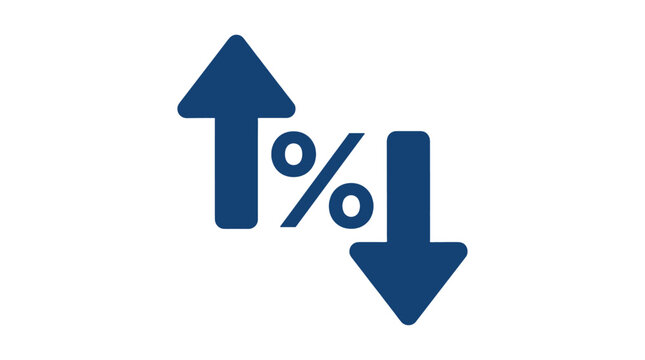 Up and down percent icon isolated on white background
