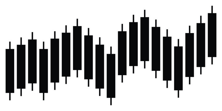 Candlestick chart vector icon. Trading candlestick black symbol icon silhouette vector design. Growth stock diagram financial graph. Vector illustration.
