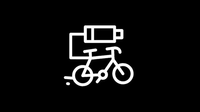 Electric bicycle charging icon with battery symbol and motion lines