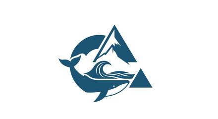 Fototapeta premium whale wave mountain eco friendly logo.