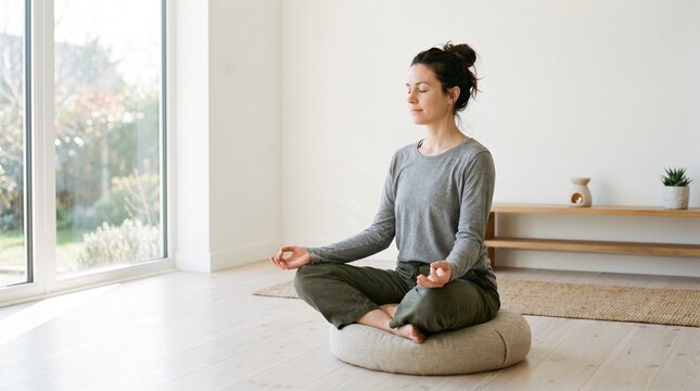 young woman doing yoga exercise