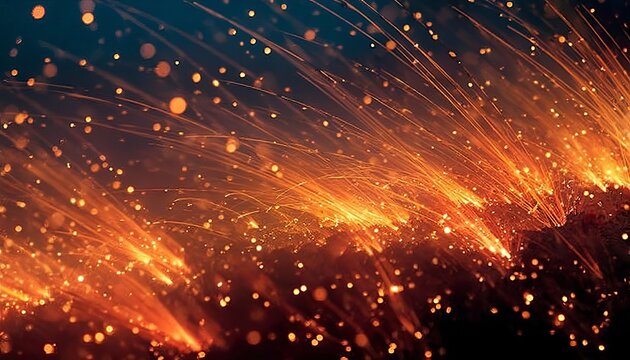 Welding Sparks Creating Luminous Patterns in a Fiery Industrial Background for Engineering Visuals
