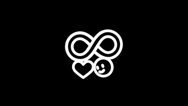 Symbol of eternal love and happiness with infinity, heart, and smiley face icons