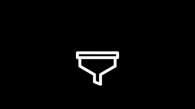 Simple white funnel icon on a black background, representing filtering or separation