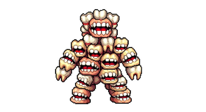 A Terrifying Monster Made Entirely of Teeth and Mouths.