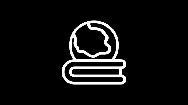 Icon representing earth science and knowledge with a book and cross-section of the planet