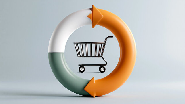 Omnichannel marketing, seamless customer journey, 3D illustration, integrated retail concept, copy space