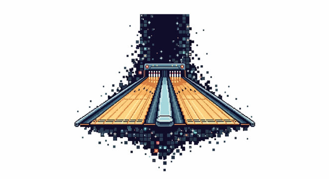 Bowling Alley With Pins and Ball Illustration.