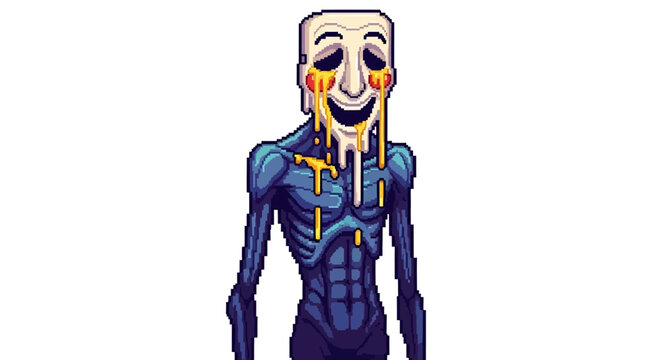 Creepy Melting Face Monster Character Design.