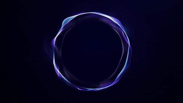 Blue purple particle energy ring, 4K 60fps motion, dark cyber orb, glowing rim, futuristic technology, interface, data, sci fi and premium digital visuals.