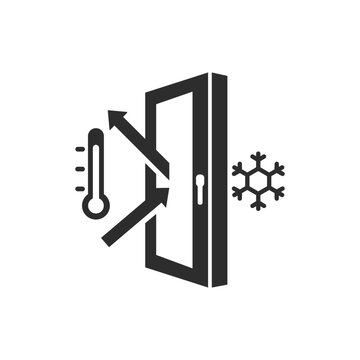 Heat Loss From Window icon. Monochrome black and white symbol