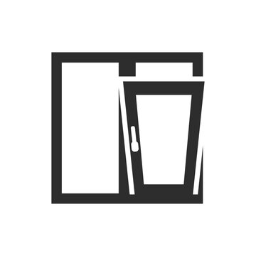Opening window for ventilation, vector icon. Monochrome black and white symbol