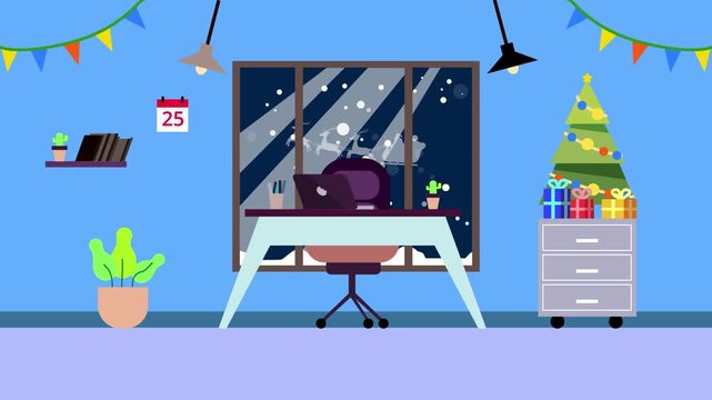 Animated Christmas Office Workspace Loop