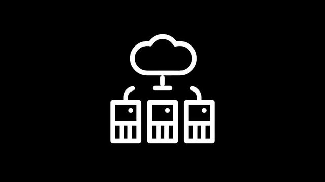 Cloud computing network architecture with servers and cloud icon