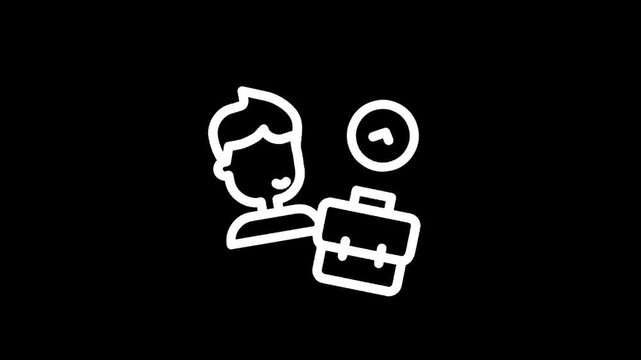 Business person with briefcase and clock icon representing time management and work