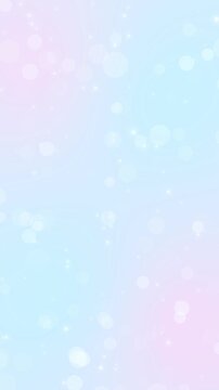 summer bokeh lights and shiny glitter stars falling on pink and blue background animation,fresh pastel soft colors vertical social media motion background