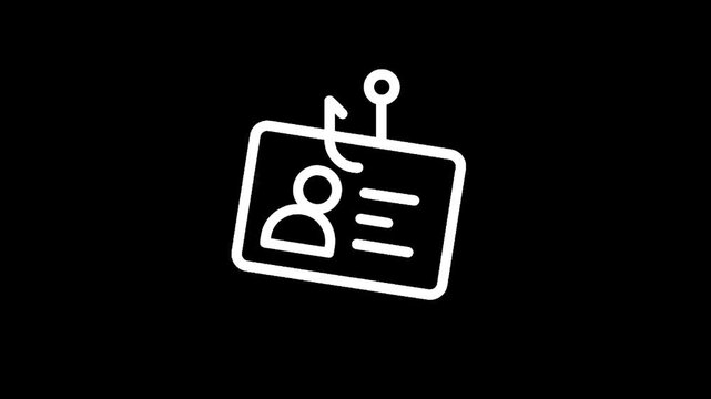 Identity theft concept icon with a fishing hook stealing personal data from an ID card