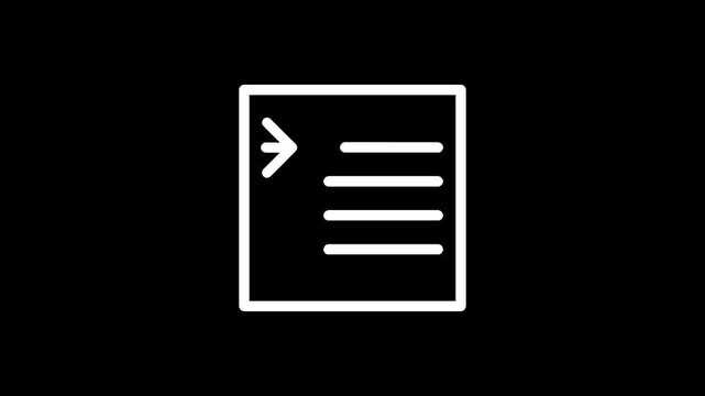 Simple white icon representing a document with an arrow pointing to the right