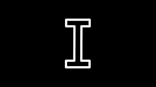 Simple white letter I icon on a black background with a clean outline
