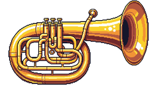 Golden Brass Baritone Horn Musical Instrument.