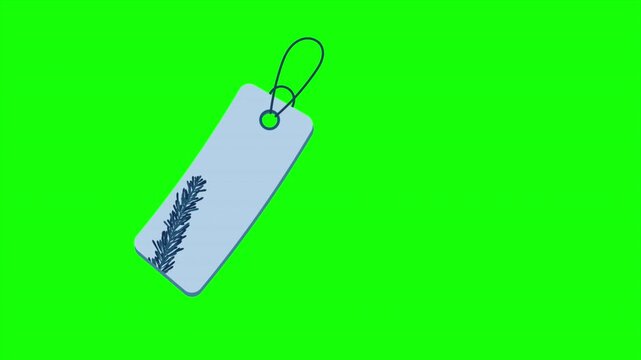 Gift winter tag animation. Gift tag with plant and floral. Sale promotion and gift card. 4K animation