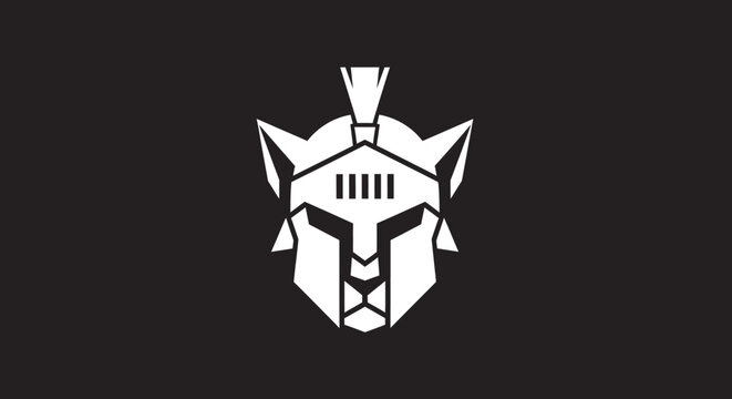Monochrome geometric wolf logo with angular shapes and bold lines on black background