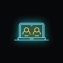 Fototapeta premium Laptop displaying two user profiles during a video call or online meeting