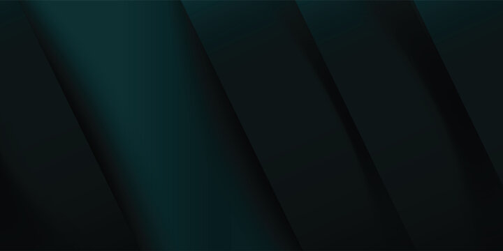 Abstract dark green and emerald geometric background with elegant layered diagonal stripes. Moody modern backdrop featuring soft shadows, smooth deep gradients, and a clean minimalist tech design