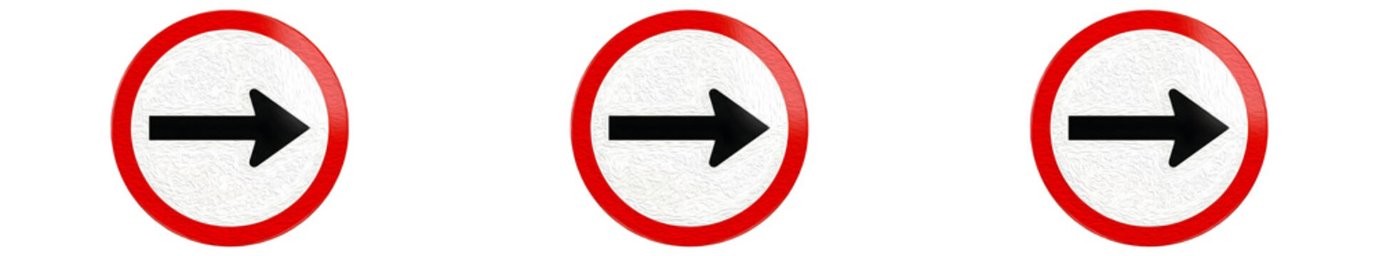 set of the '' withe  signs are traffic indicators showing a mandatory direction to turn right'' isolated on withe background PNG photo high quality''