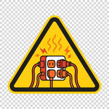 Electrical hazard warning symbol with multiple plugs