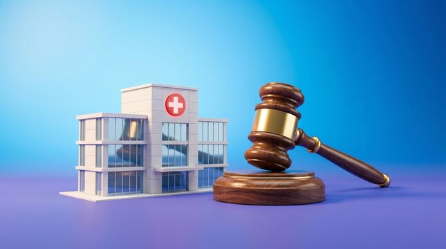Patient Rights and Healthcare Litigation Concept with Modern Hospital Building