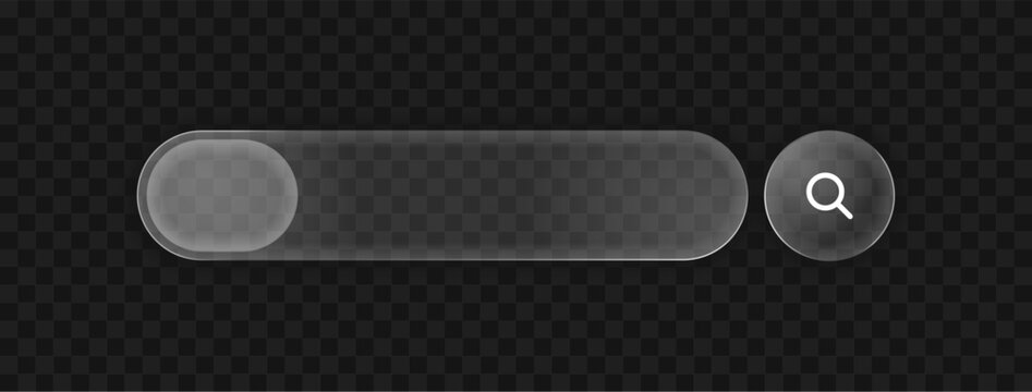 Glassmorphism navigation bar UI elements with blur glass effect and liquid glass appearance, editable vector design