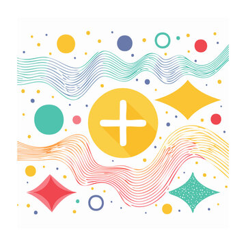 Flat design plus sign with decorative elements