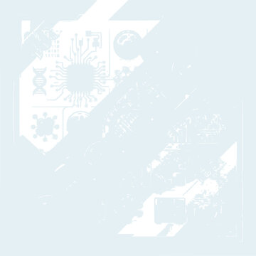 Abstract Technology and Science Icons Collage, Future Tech, DNA, Circuit Board, Binary Code