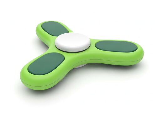 Bright green fidget spinner with white center button