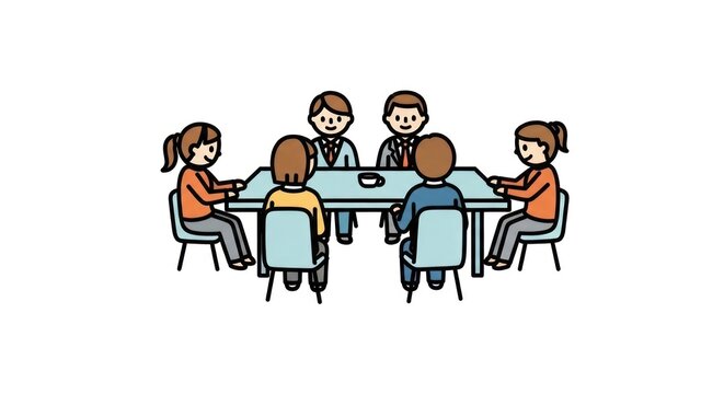 Diverse group of people in meeting.