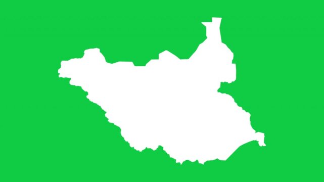 South Sudan map pop animation with green background