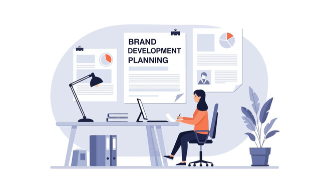 Minimalist Office Scene with Modern Workspace and Professional Design Elements